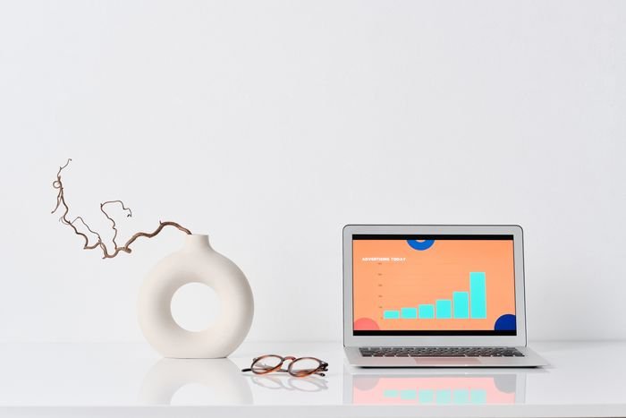 Sales analytics dashboard on screen